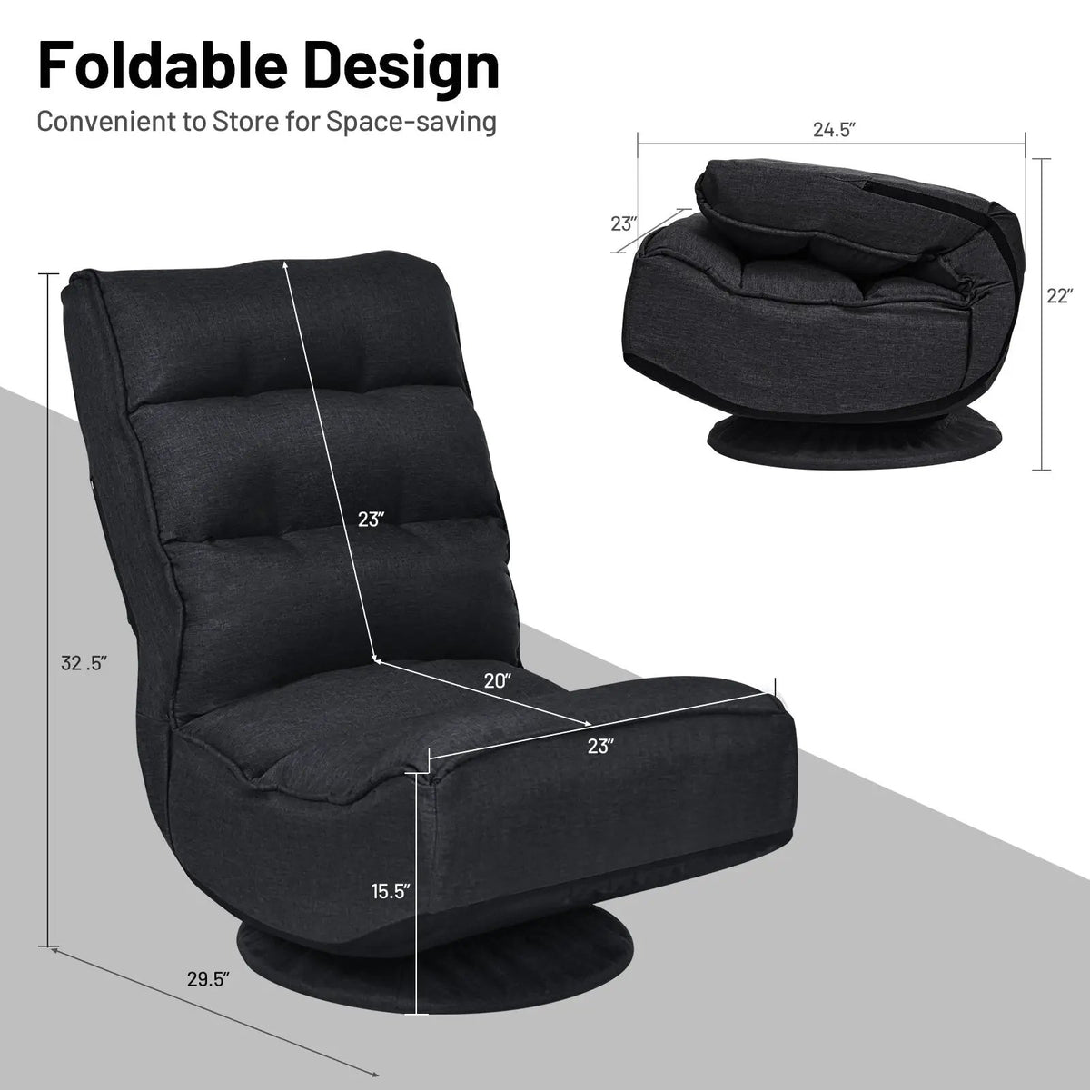 5-Position Folding Floor Gaming Chair, photo 28 of 56