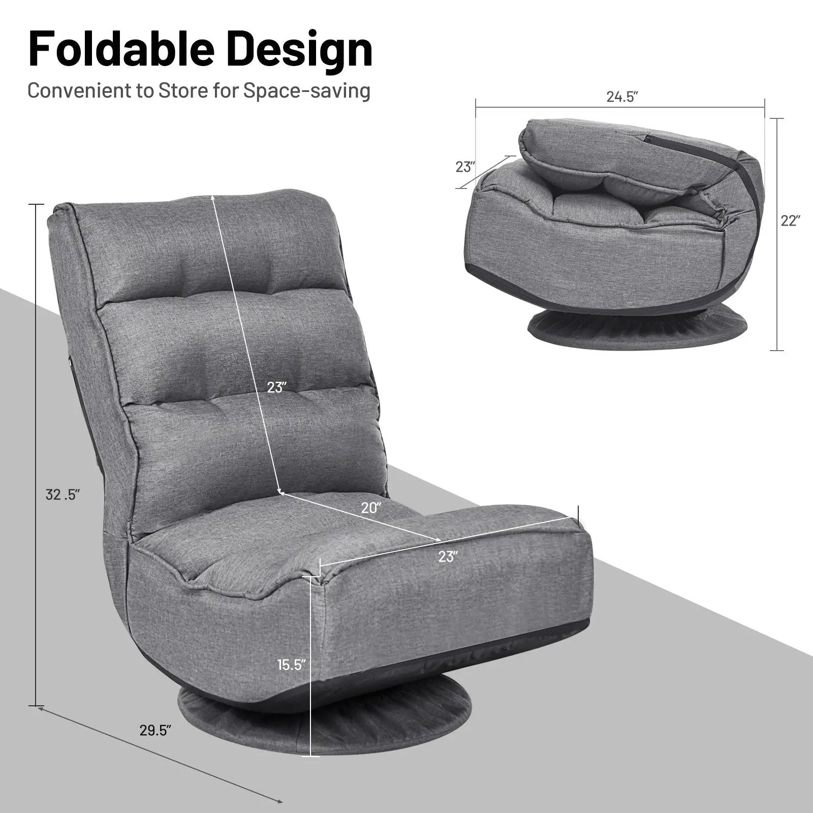 5-Position Folding Floor Gaming Chair by DirectDeals