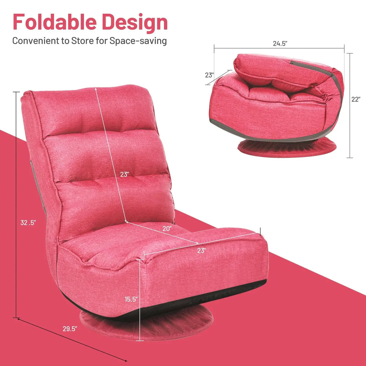 5-Position Folding Floor Gaming Chair, photo 26 of 56