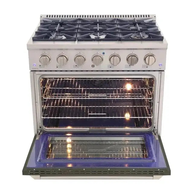 Kucht 36" Propane Range, in Stainless Steel, Grey Door, KNG361/LP-GR by Farmhouse Kitchen and Bath
