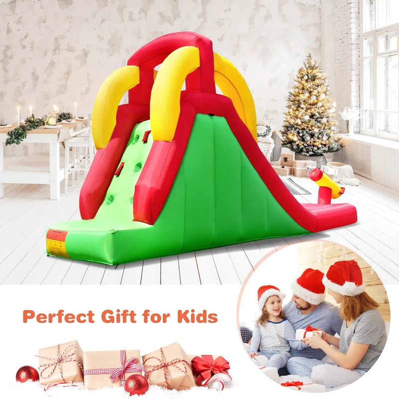 Inflatable Water Slide Bounce House with Climbing Wall and Jumper without Blower by DirectDeals