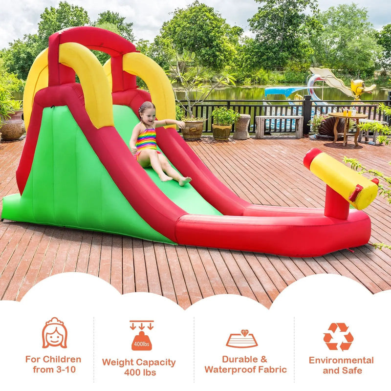 Inflatable Water Slide Bounce House with Climbing Wall and Jumper without Blower by DirectDeals