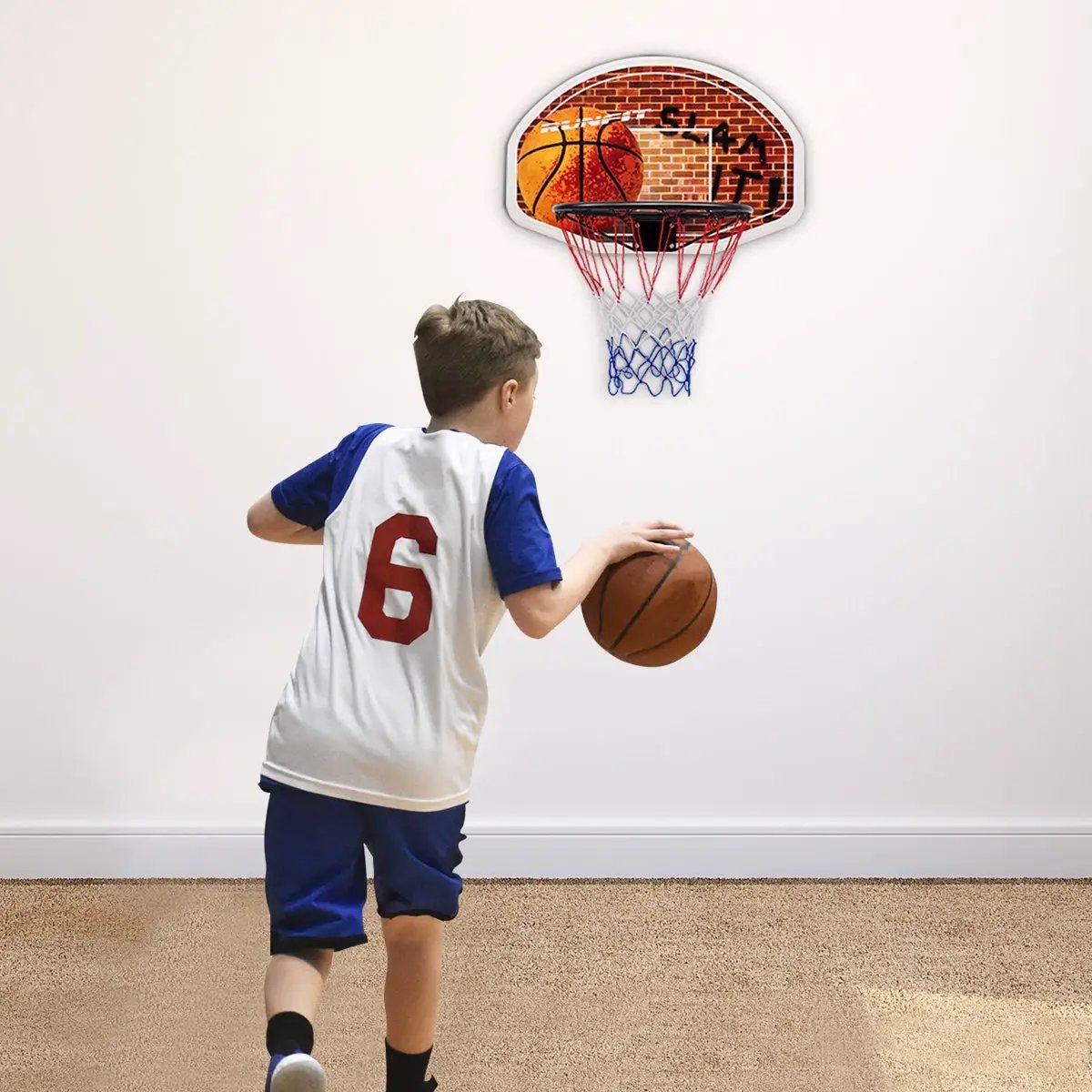 Wall Mounted Fan Backboard with Basketball Hoop and 2 Nets by DirectDeals