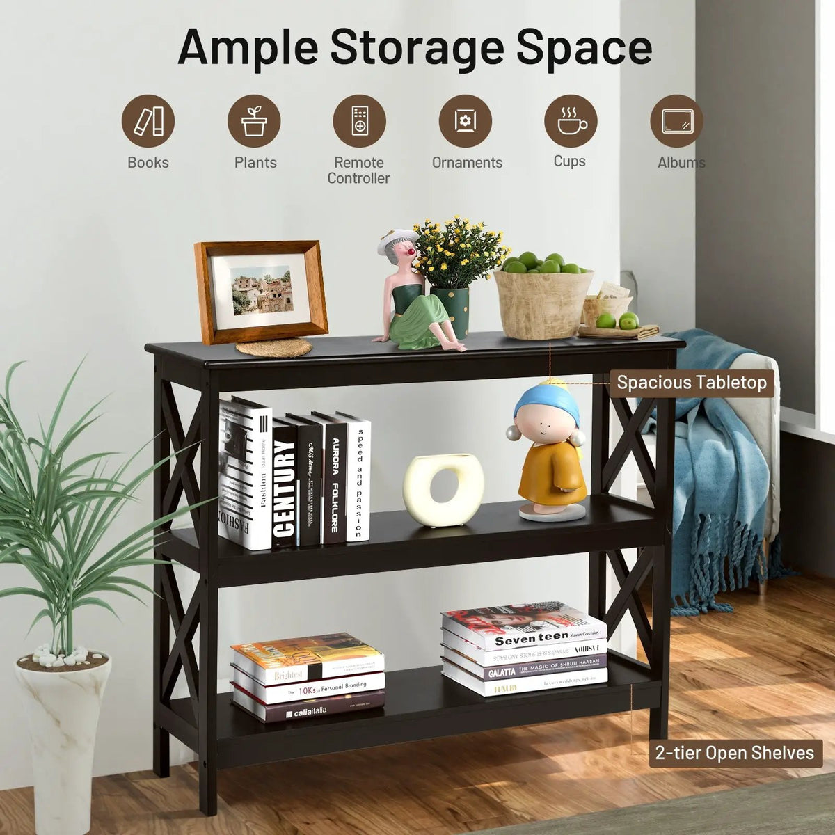 3-Tier Console X-Design Sofa Side Accent Table, photo 4 of 24