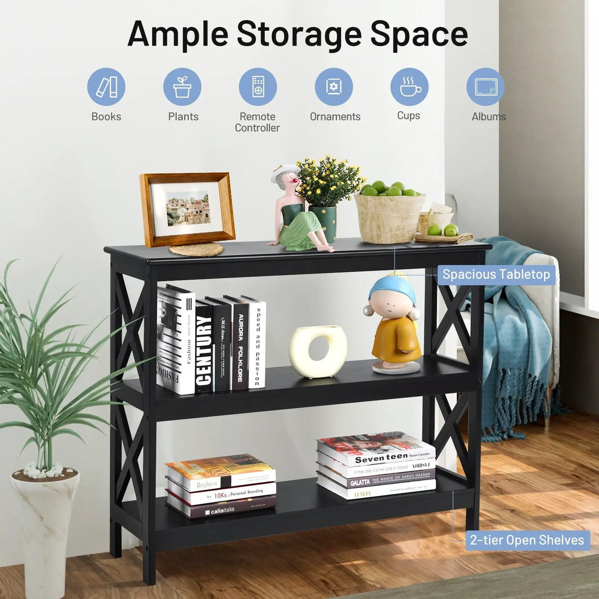 3-Tier Console X-Design Sofa Side Accent Table, photo 6 of 24