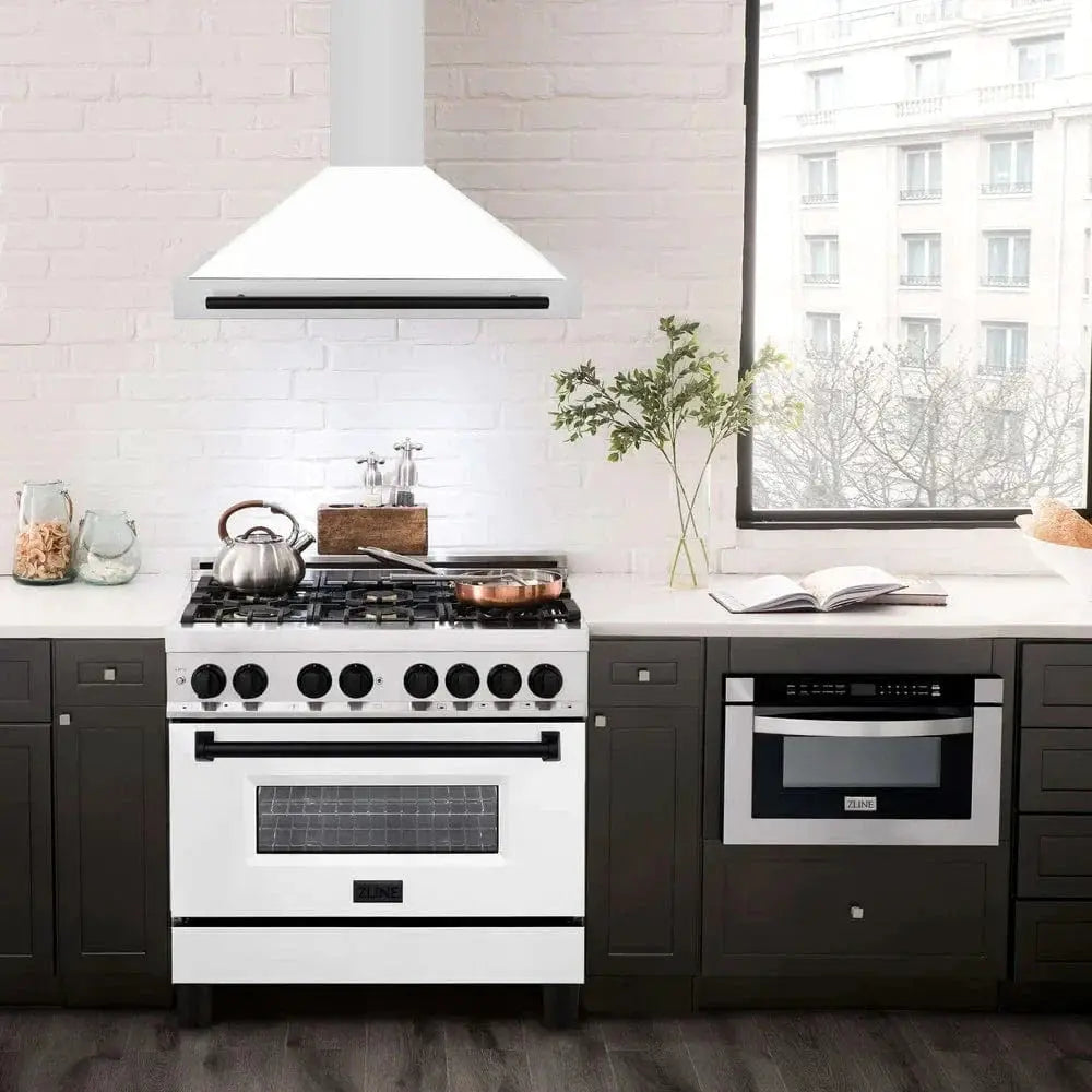 ZLINE 36" Autograph Stainless Wall Range Hood KB4STZ-WM36-MB by Farmhouse Kitchen and Bath