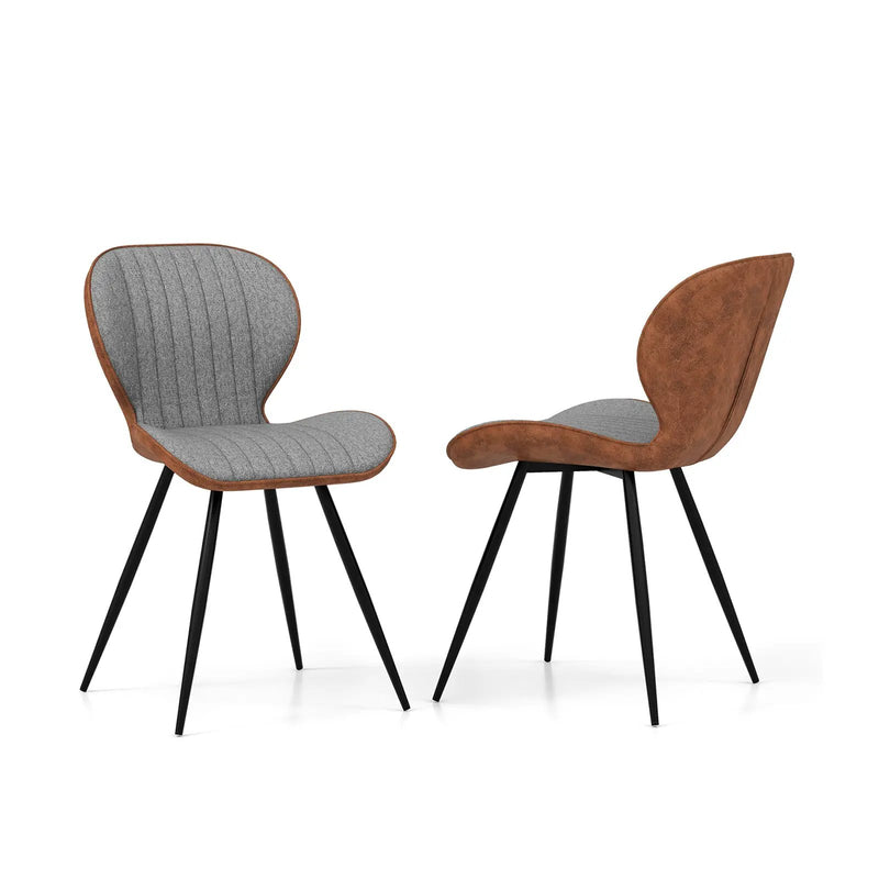Set of 2 Armless Dining Chair Modern Accent Chairs with Curved Backrest-Gray by DirectDeals