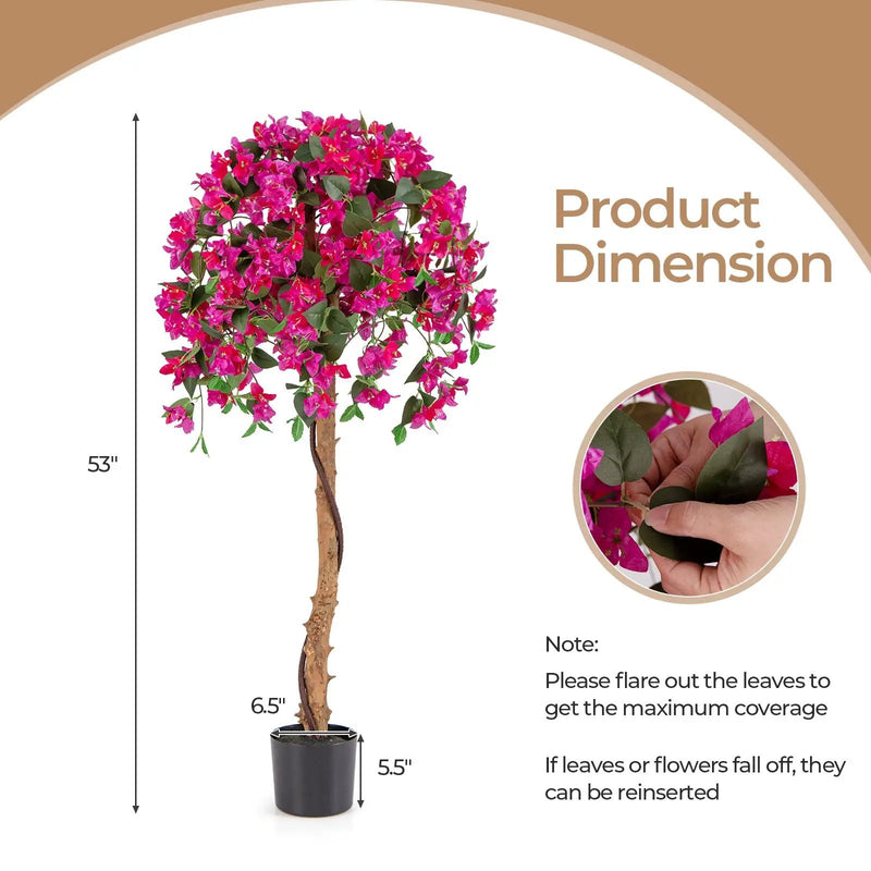 Set of 2 4.5 Feet Artificial Azalea Tree with Cement Pot-Red by DirectDeals