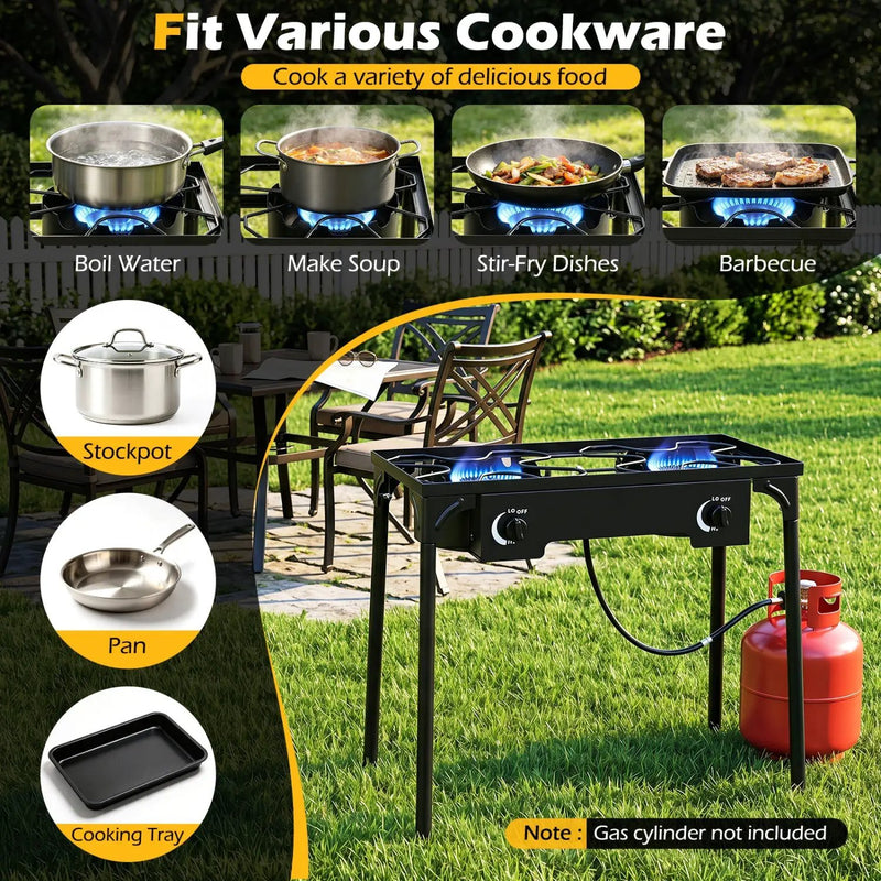 2 Burner Propane Stove 160000 BTU with Adjustable Regulator by DirectDeals