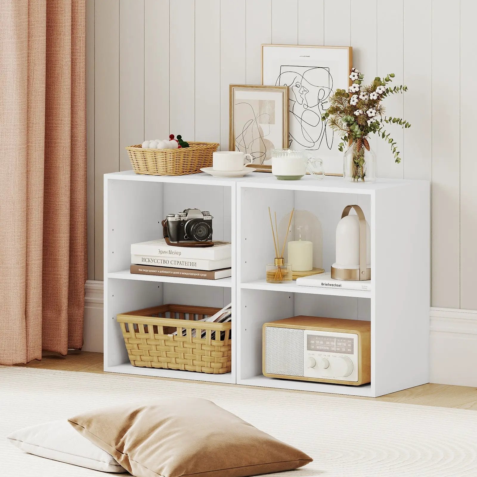 2-Cube Bookcase Floor Standing Open Bookshelf with 5-Position Adjustable Shelf by DirectDeals