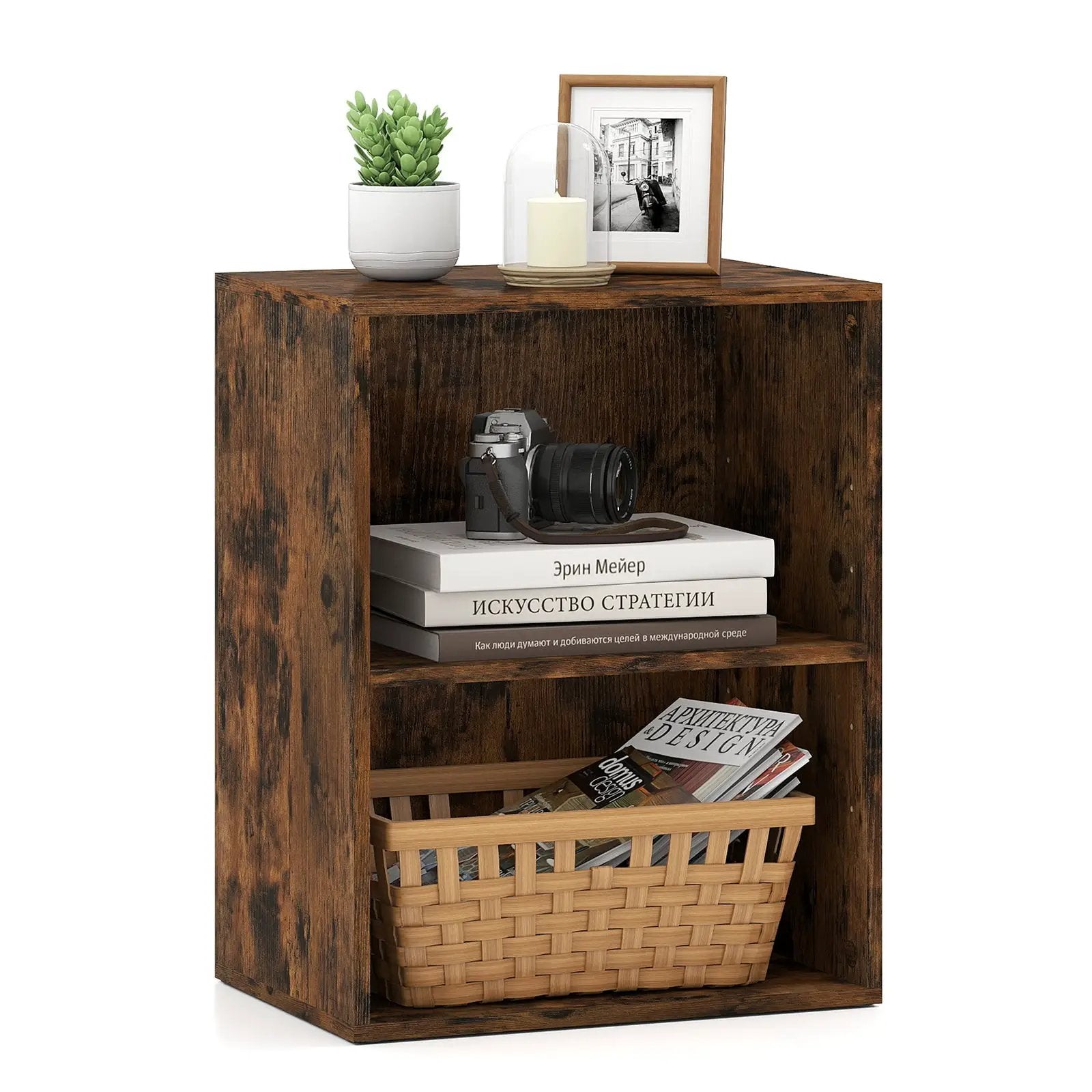 2-Cube Bookcase Floor Standing Open Bookshelf with 5-Position Adjustable Shelf by DirectDeals