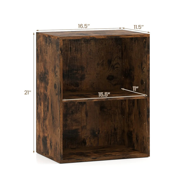2-Cube Bookcase Floor Standing Open Bookshelf with 5-Position Adjustable Shelf by DirectDeals