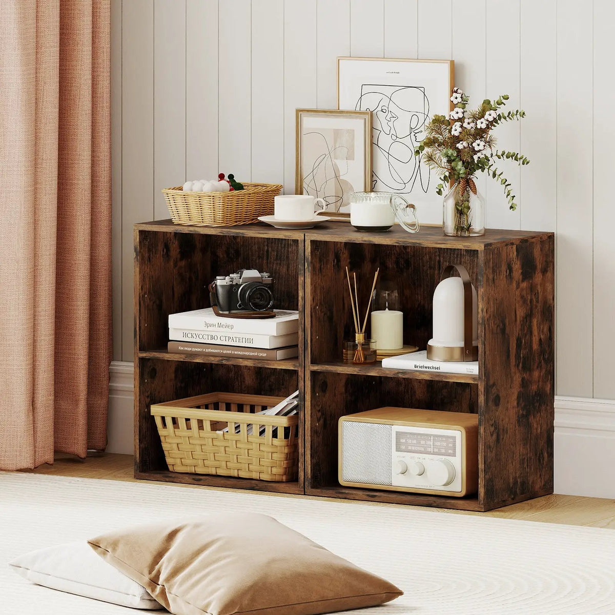 2-Cube Bookcase Floor Standing Open Bookshelf with 5-Position Adjustable Shelf, photo 7 of 32