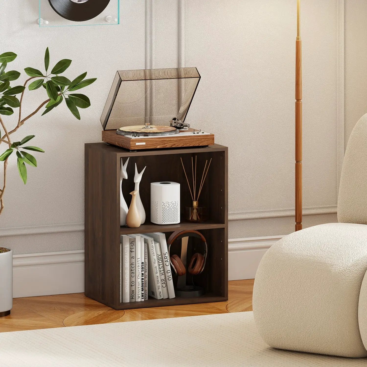 2-Cube Bookshelf with Adjustable Shelf - Dark Walnut by DirectDeals