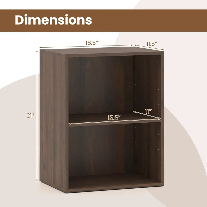 2-Cube Bookshelf with Adjustable Shelf - Dark Walnut by DirectDeals