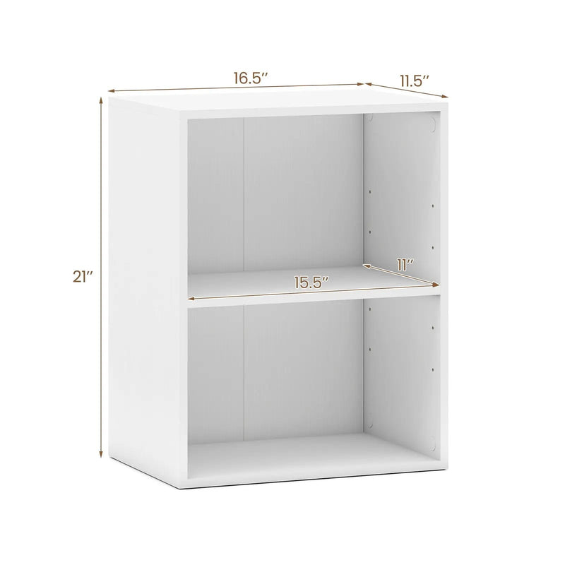 2-Cube Bookcase Set of 2 Floor Standing Open Bookshelf w/ 5-Position Adjustable Shelf by DirectDeals