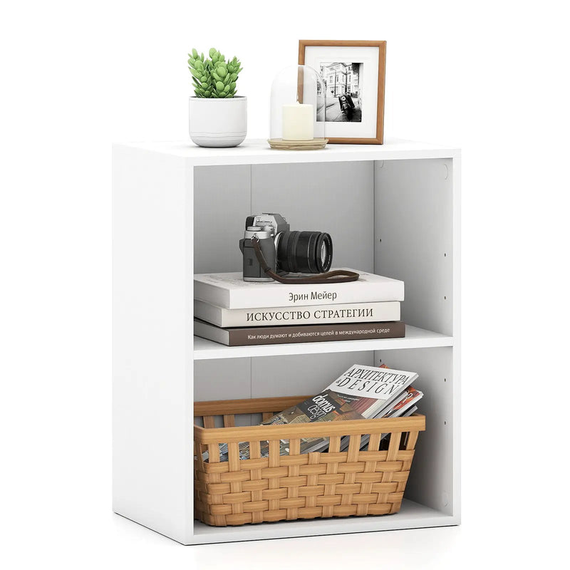 2-Cube Bookcase Set of 2 Floor Standing Open Bookshelf w/ 5-Position Adjustable Shelf by DirectDeals
