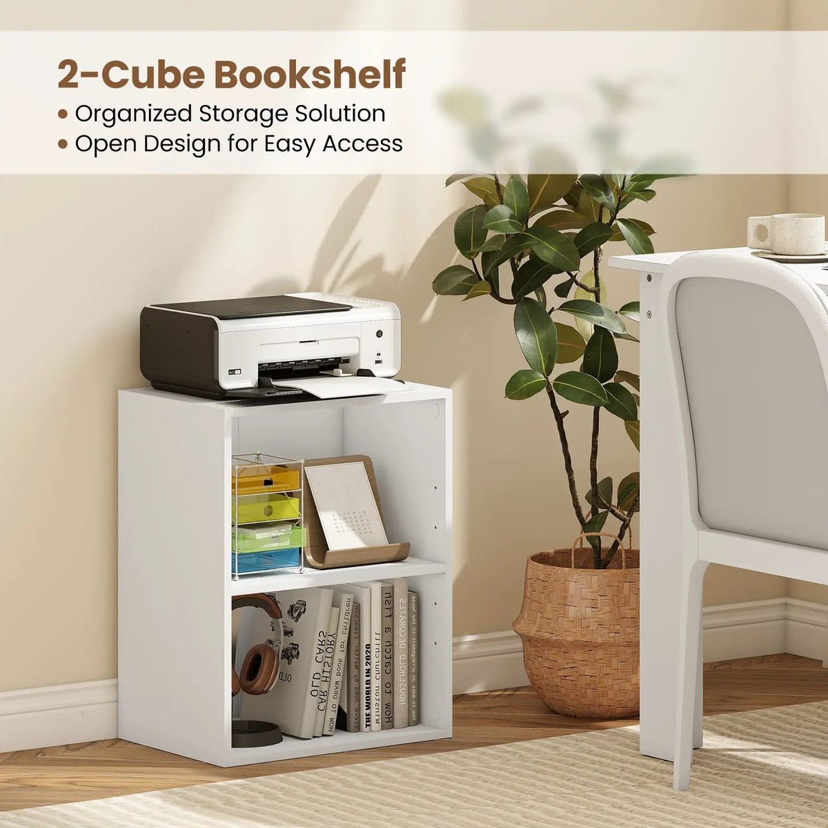2-Cube Bookcase Set of 2 Floor Standing Open Bookshelf w/ 5-Position Adjustable Shelf, photo 10 of 32