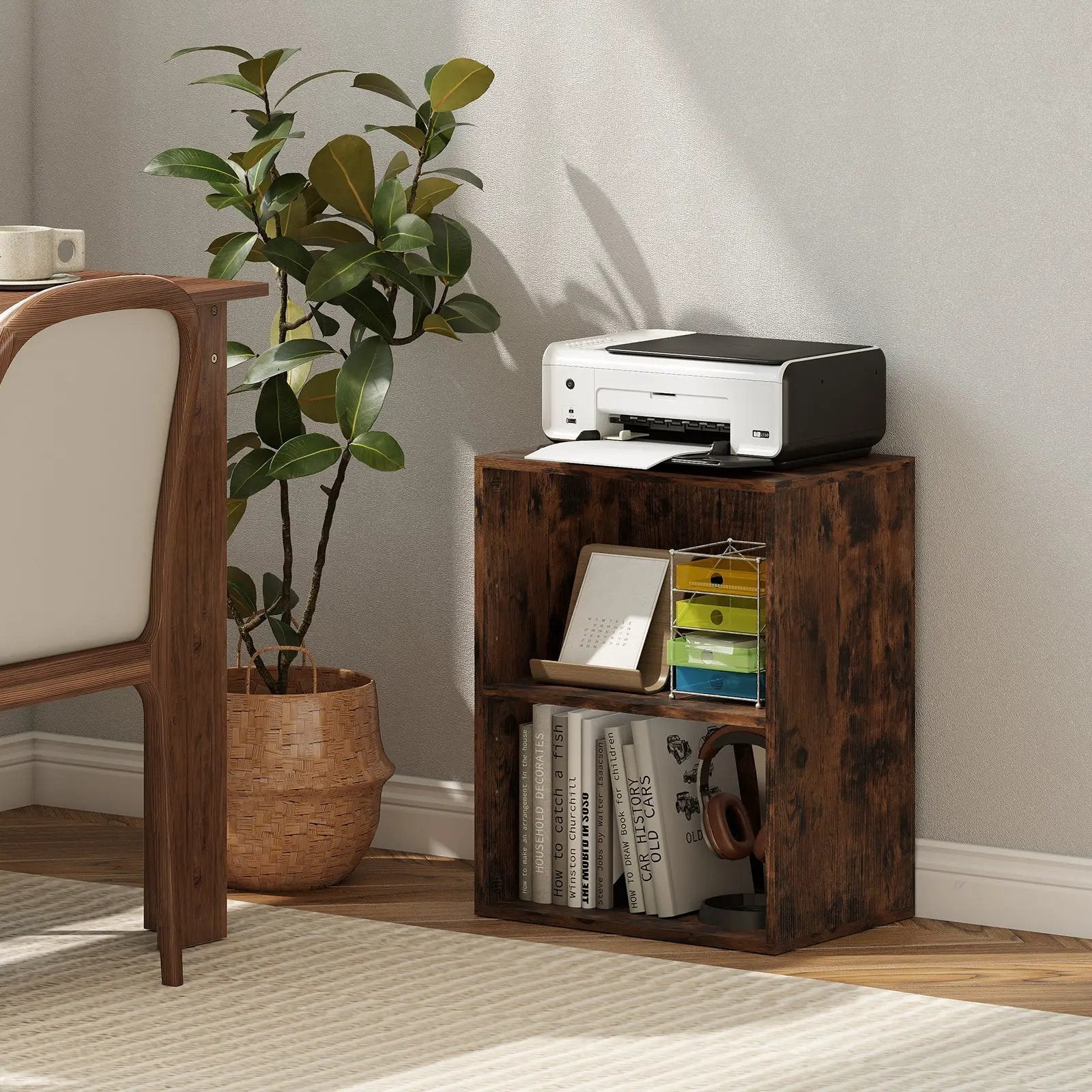 2-Cube Bookcase Set of 2 Floor Standing Open Bookshelf w/ 5-Position Adjustable Shelf by DirectDeals