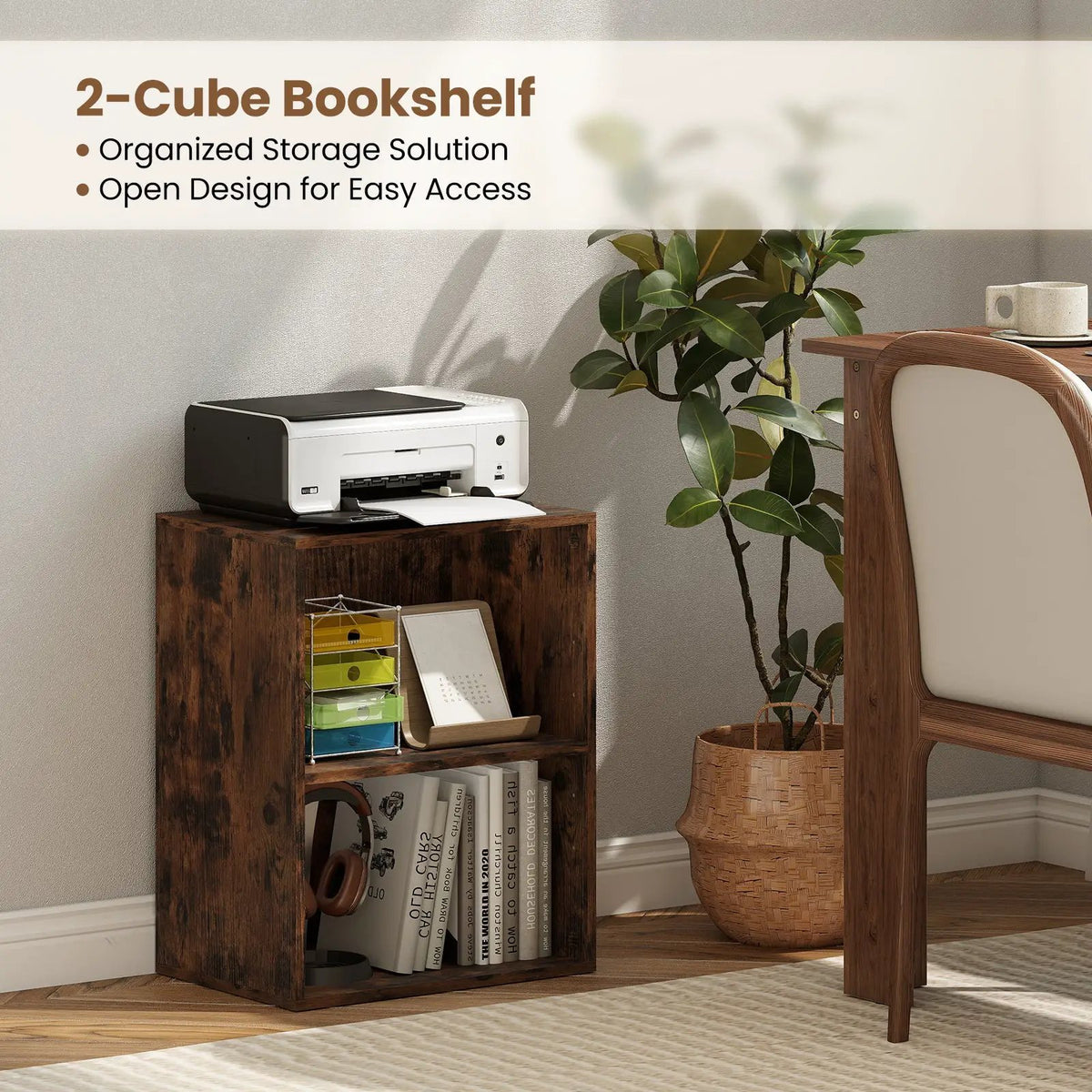 2-Cube Bookcase Set of 2 Floor Standing Open Bookshelf w/ 5-Position Adjustable Shelf, photo 12 of 32