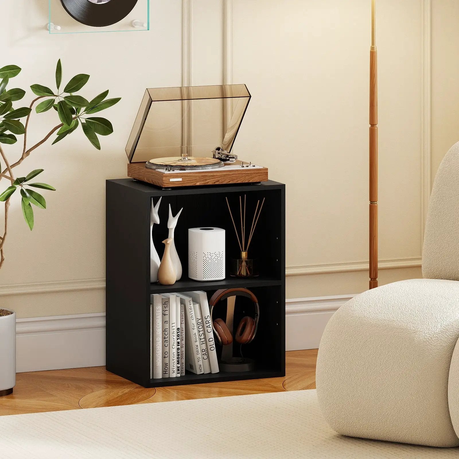 2-Cube Bookcase Set of 2 Floor Standing Open Bookshelf w/ 5-Position Adjustable Shelf by DirectDeals