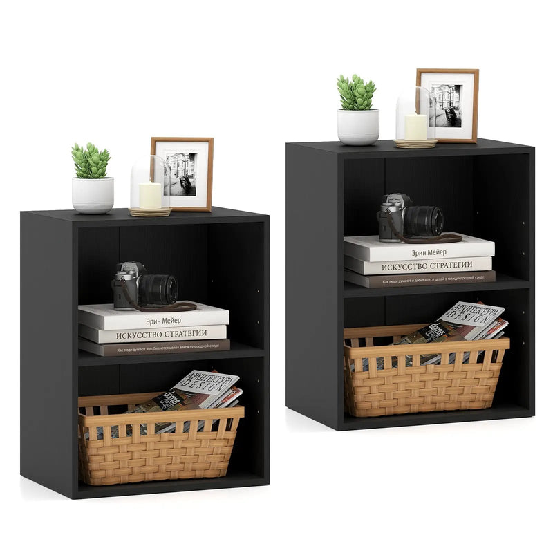 2-Cube Bookcase Set of 2 Floor Standing Open Bookshelf w/ 5-Position Adjustable Shelf by DirectDeals