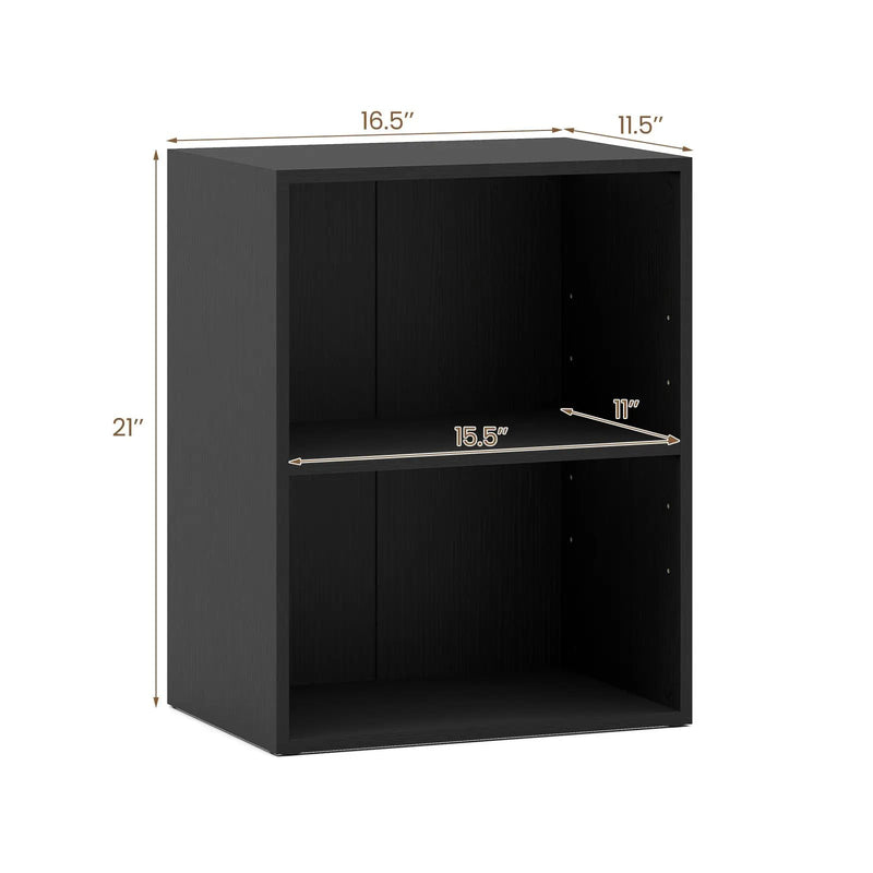 2-Cube Bookcase Set of 2 Floor Standing Open Bookshelf w/ 5-Position Adjustable Shelf by DirectDeals