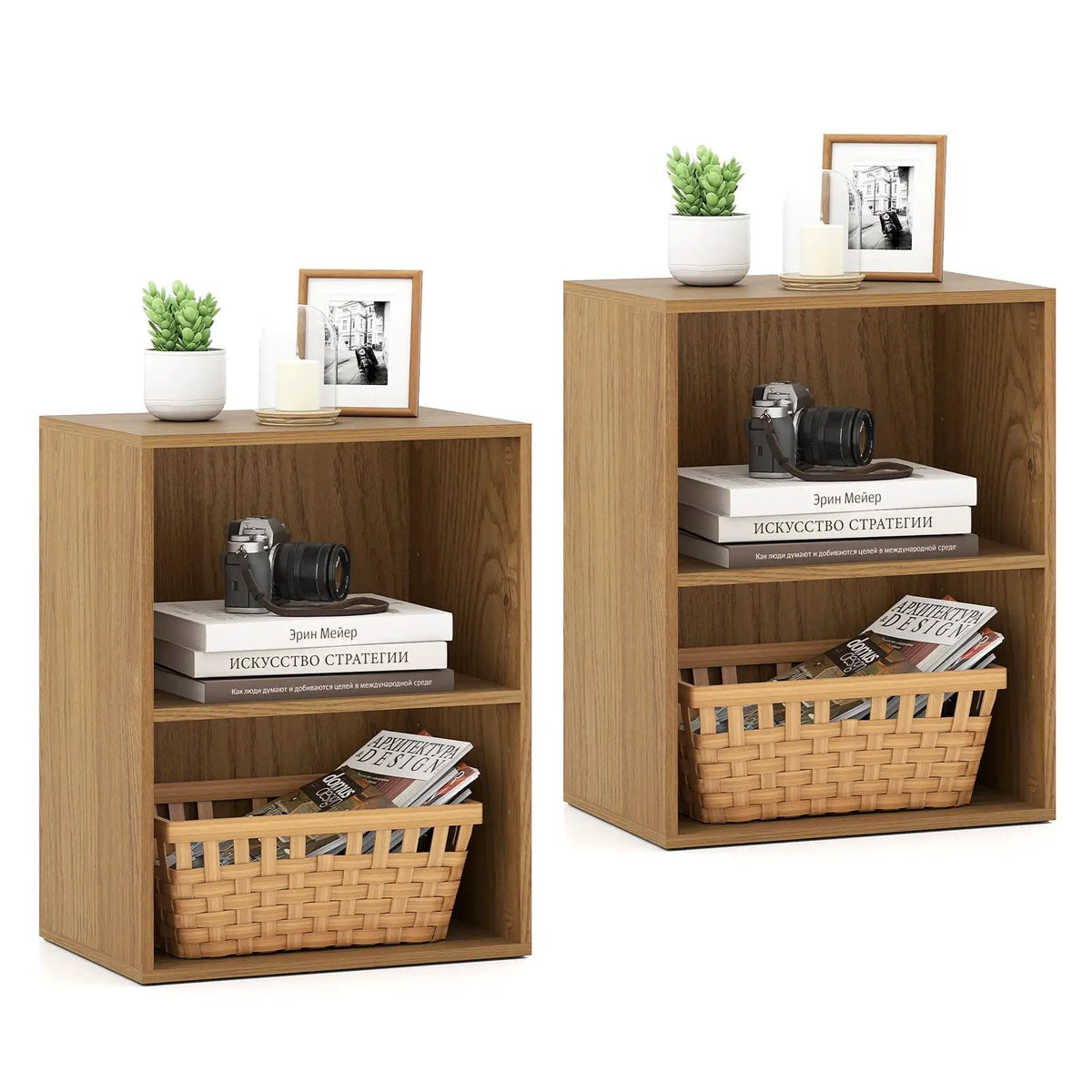 2-Cube Bookcase Set of 2 Floor Standing Open Bookshelf w/ 5-Position Adjustable Shelf, photo 28 of 32