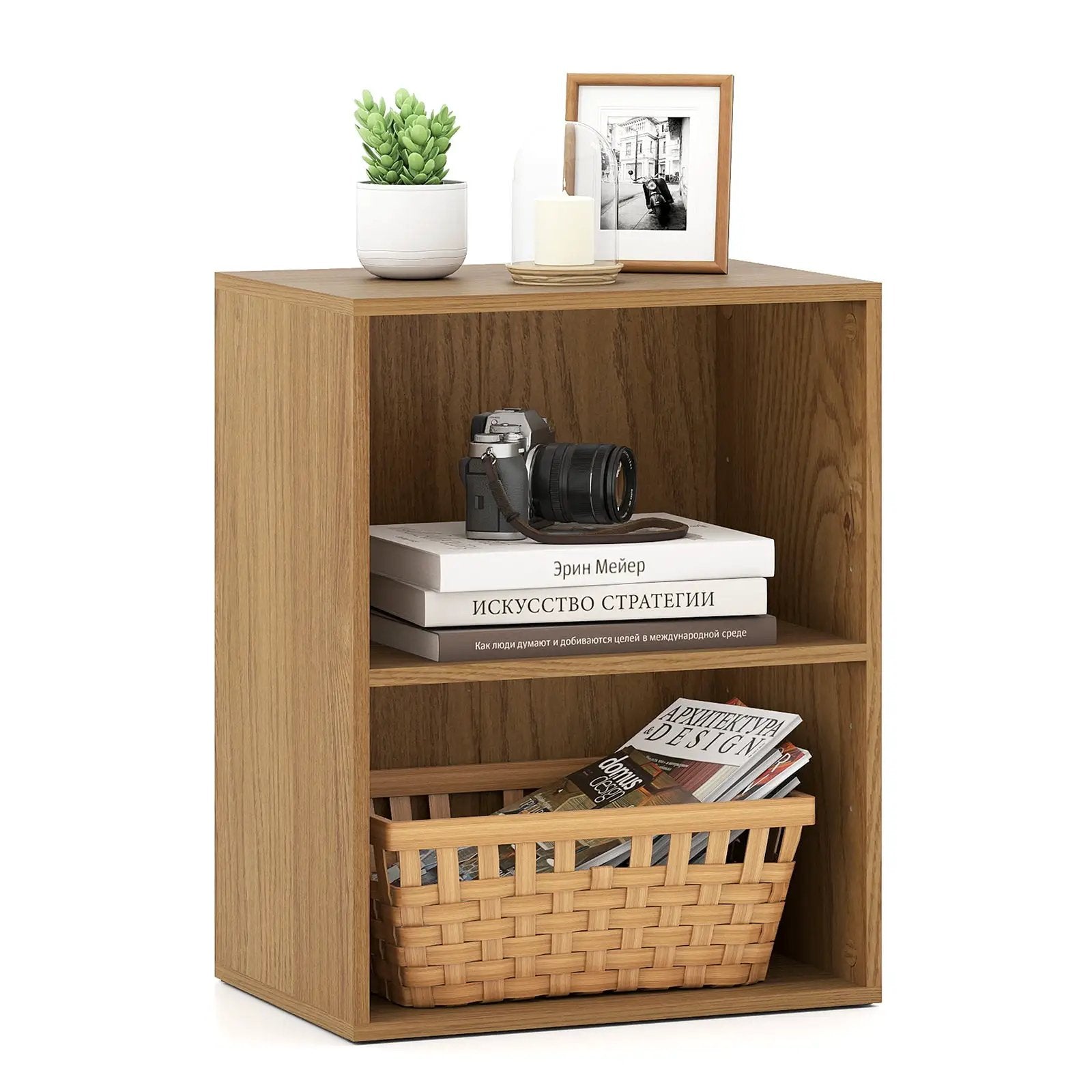 2-Cube Bookcase Set of 2 Floor Standing Open Bookshelf w/ 5-Position Adjustable Shelf by DirectDeals