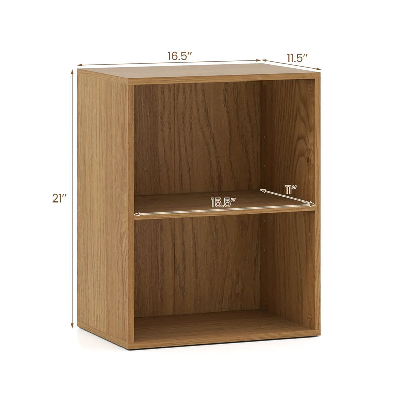 2-Cube Bookcase Set of 2 Floor Standing Open Bookshelf w/ 5-Position Adjustable Shelf by DirectDeals