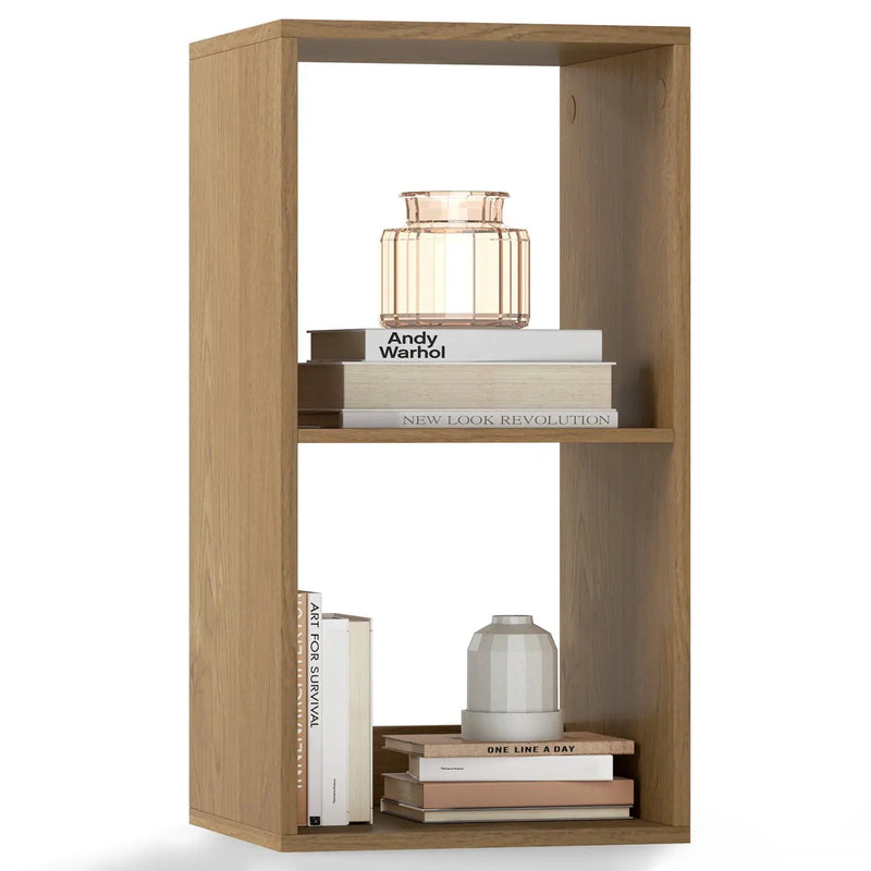 2 Cube Bookshelf with Back Guardrail for Living Room Bedroom by DirectDeals