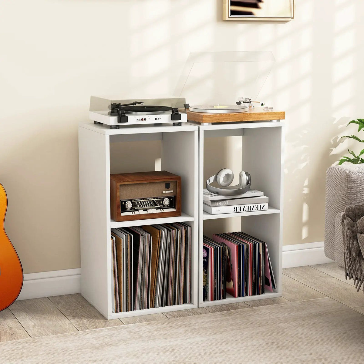 2 Cube Bookshelf with Back Guardrail for Living Room Bedroom, photo 2 of 11