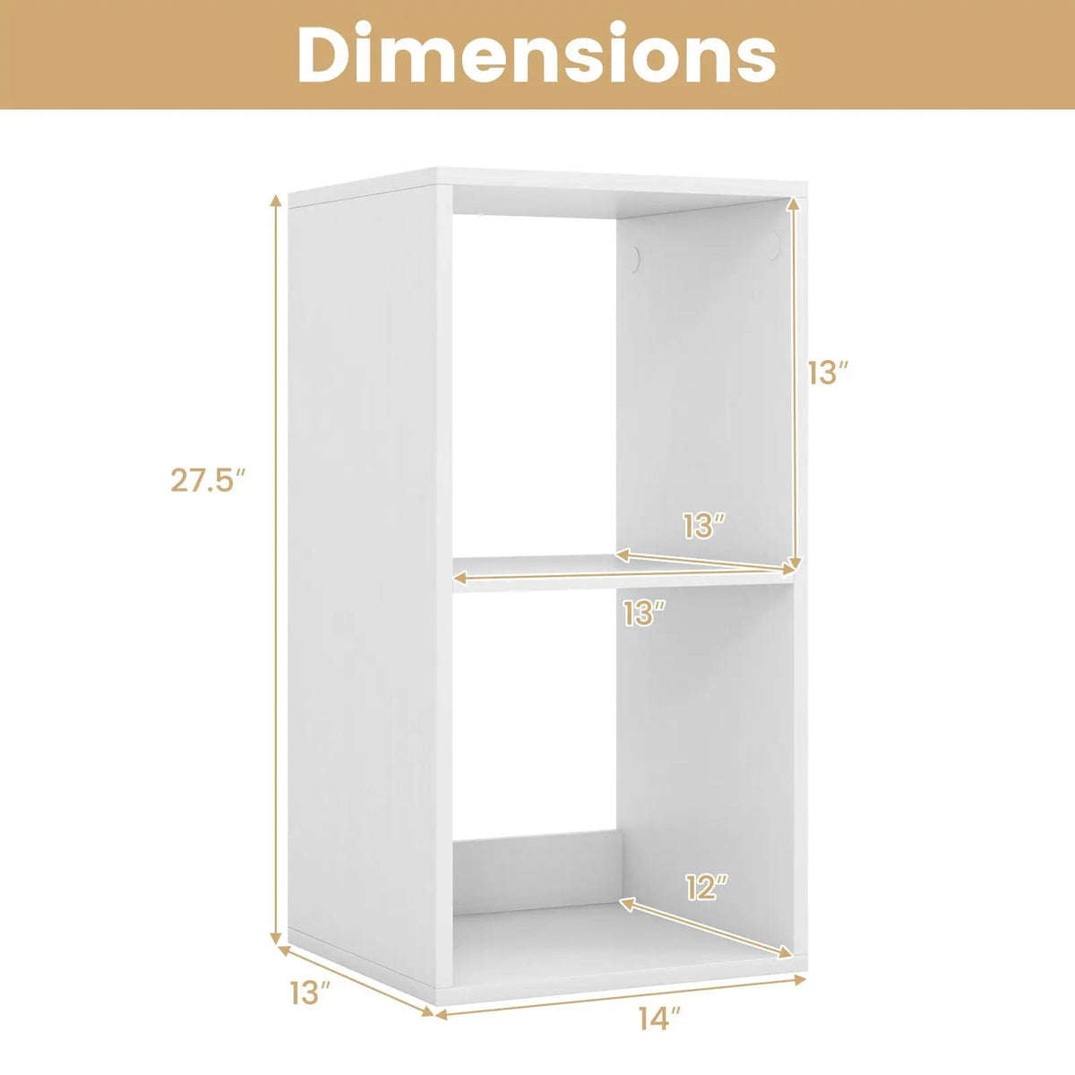 2 Cube Bookshelf with Back Guardrail for Living Room Bedroom, photo 5 of 11