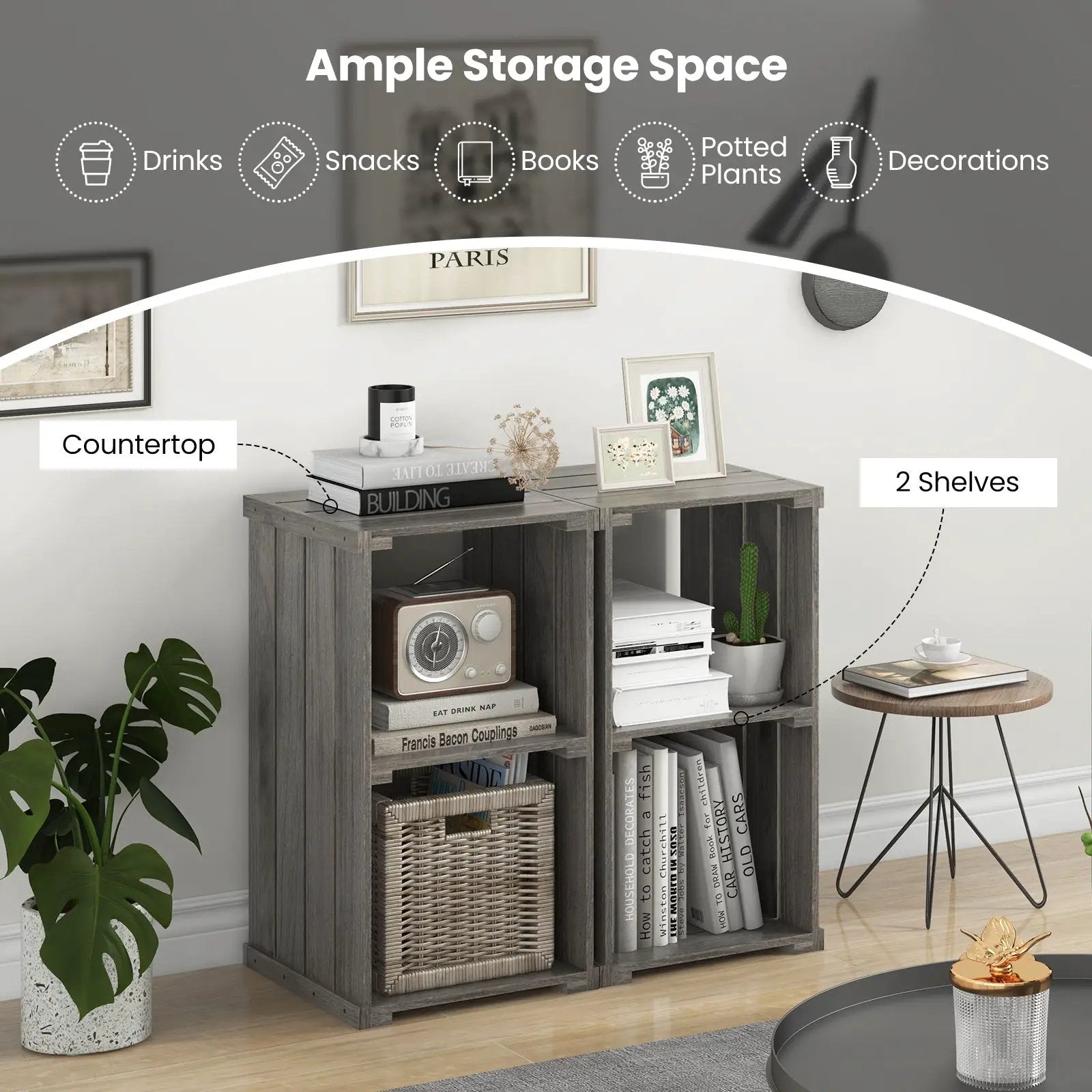 2-Cube Storage Shelf with Open Back and 3-Tier Shelf by DirectDeals