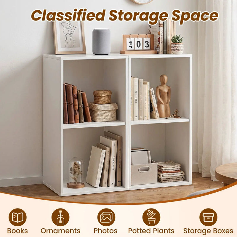 2-Cube Bookshelf with Anti-Tipping Kit - White by DirectDeals