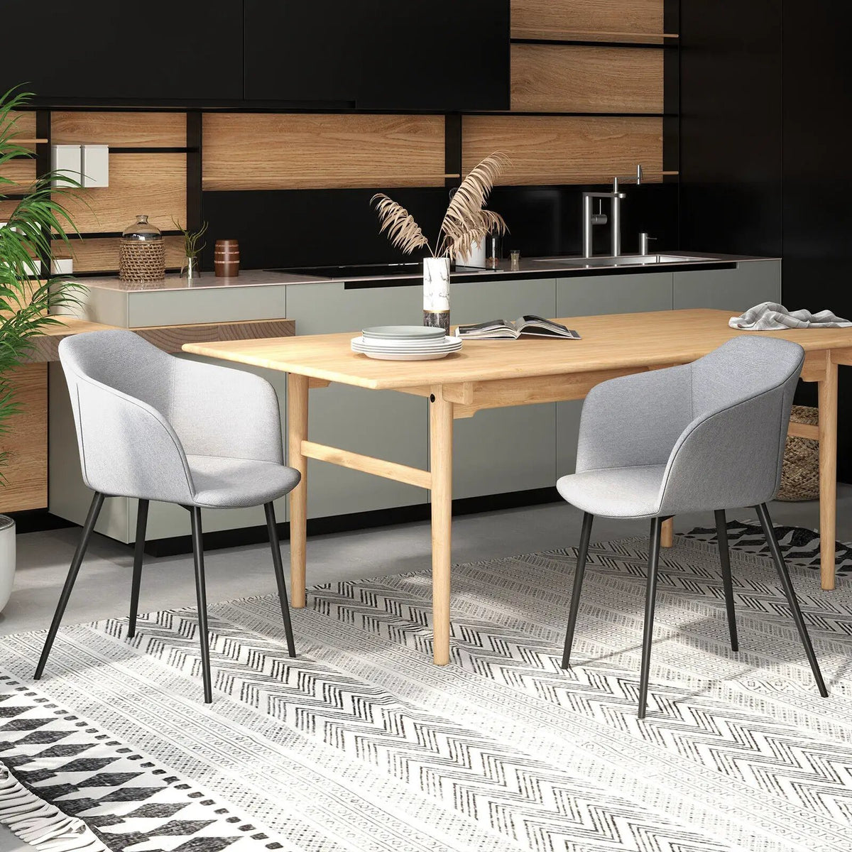 Set of 2 Upholstered Dining Chair with Ergonomic Backrest Design by DirectDeals