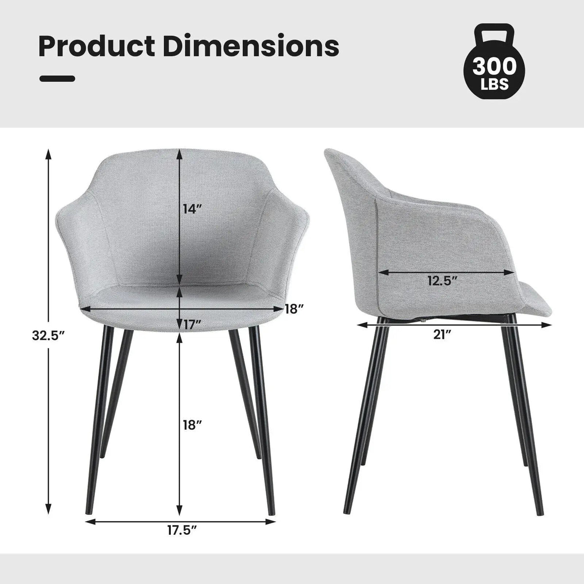 Set of 2 Upholstered Dining Chair with Ergonomic Backrest Design by DirectDeals