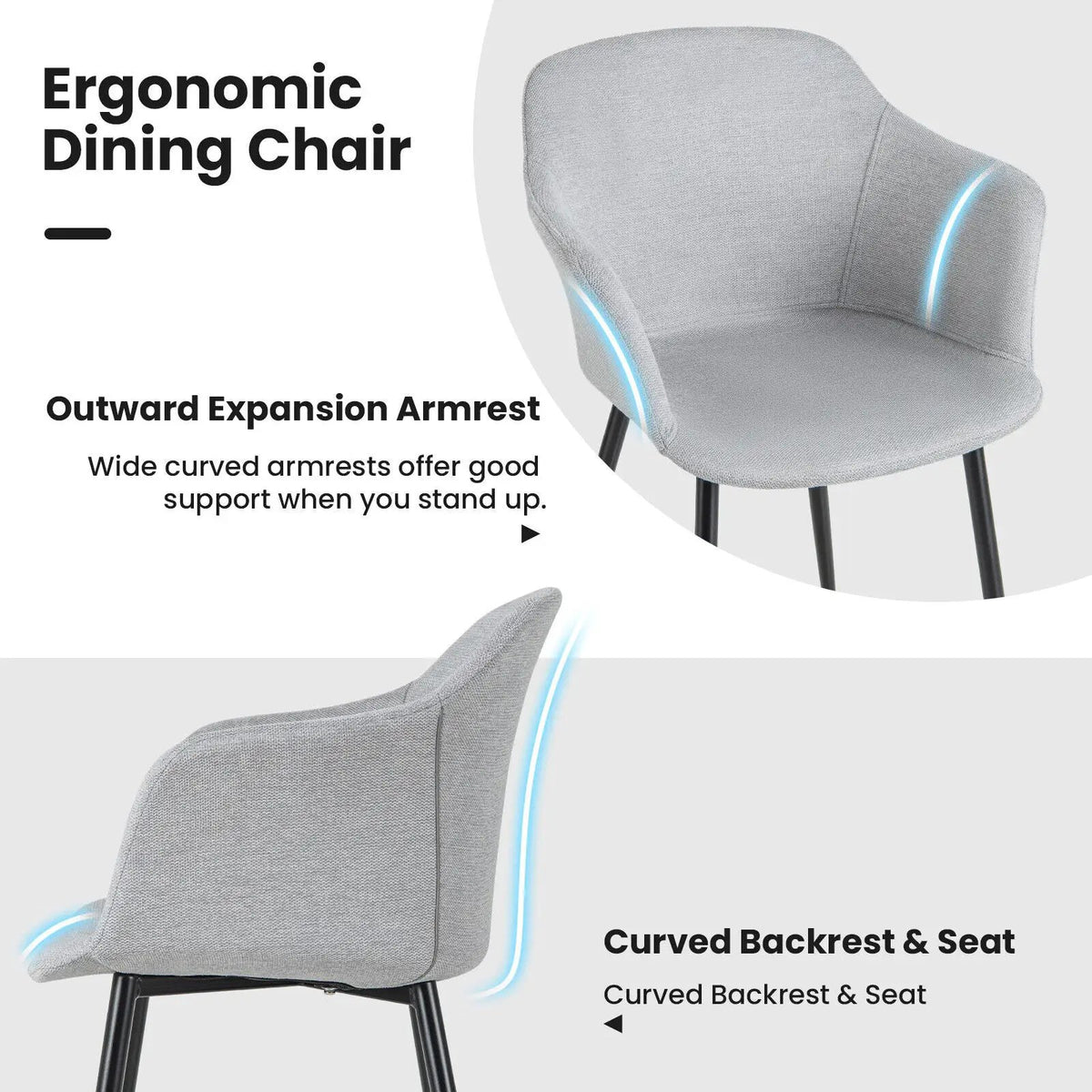 Set of 2 Upholstered Dining Chair with Ergonomic Backrest Design by DirectDeals