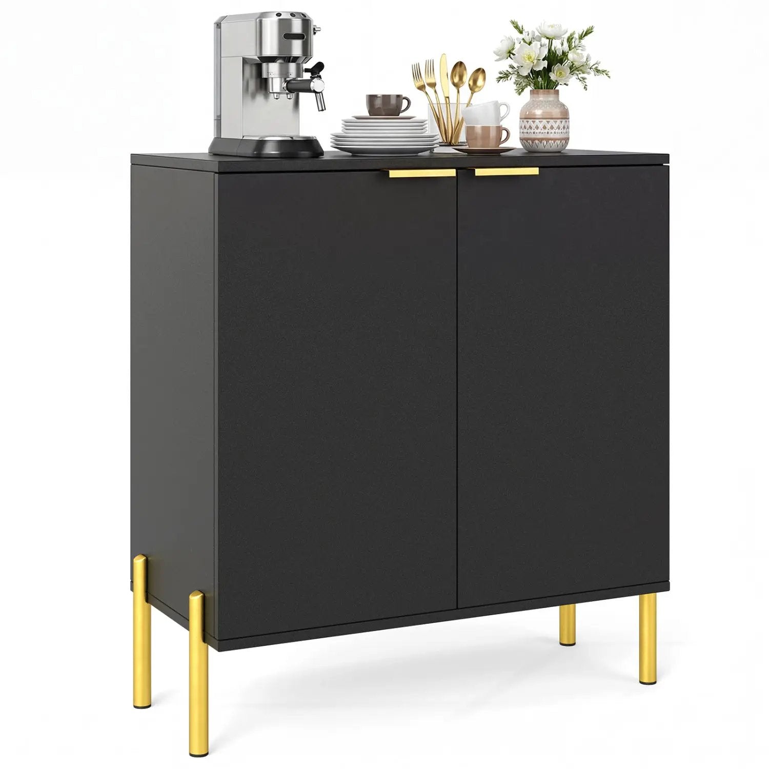 2-Door Buffet Cabinet Sideboard with Shelf and Metal Legs by DirectDeals