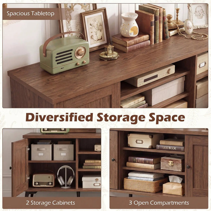 2-Door TV Stand for TVs up to 65 Inch Mid Century Modern Entertainment Center by DirectDeals