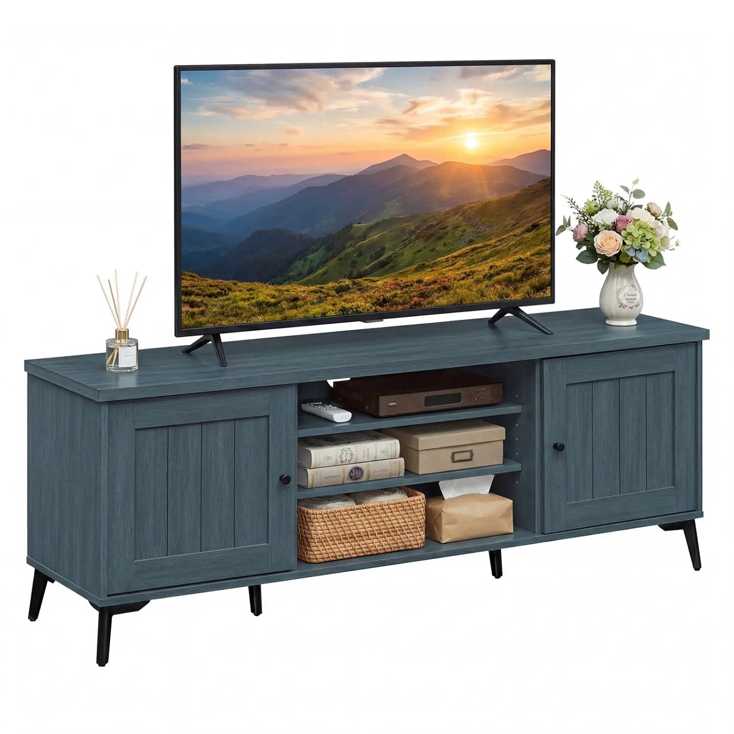 2-Door TV Stand for TVs up to 65 Inch Mid Century Modern Entertainment Center by DirectDeals