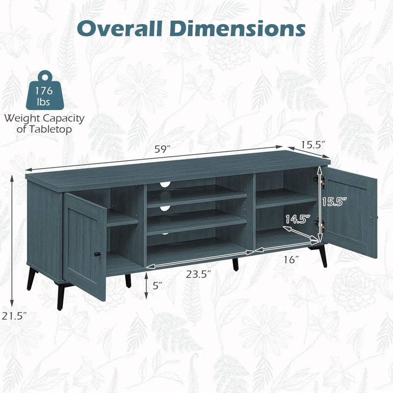 2-Door TV Stand for TVs up to 65 Inch Mid Century Modern Entertainment Center by DirectDeals