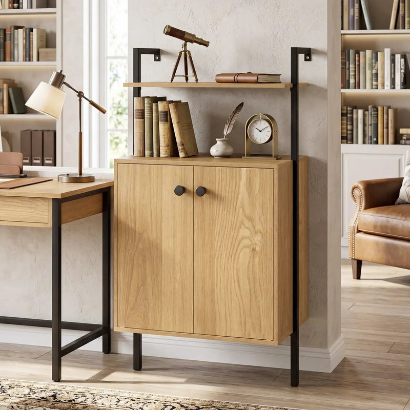 2-Door Wall Mount Bookshelf with Storage Cabinet by DirectDeals