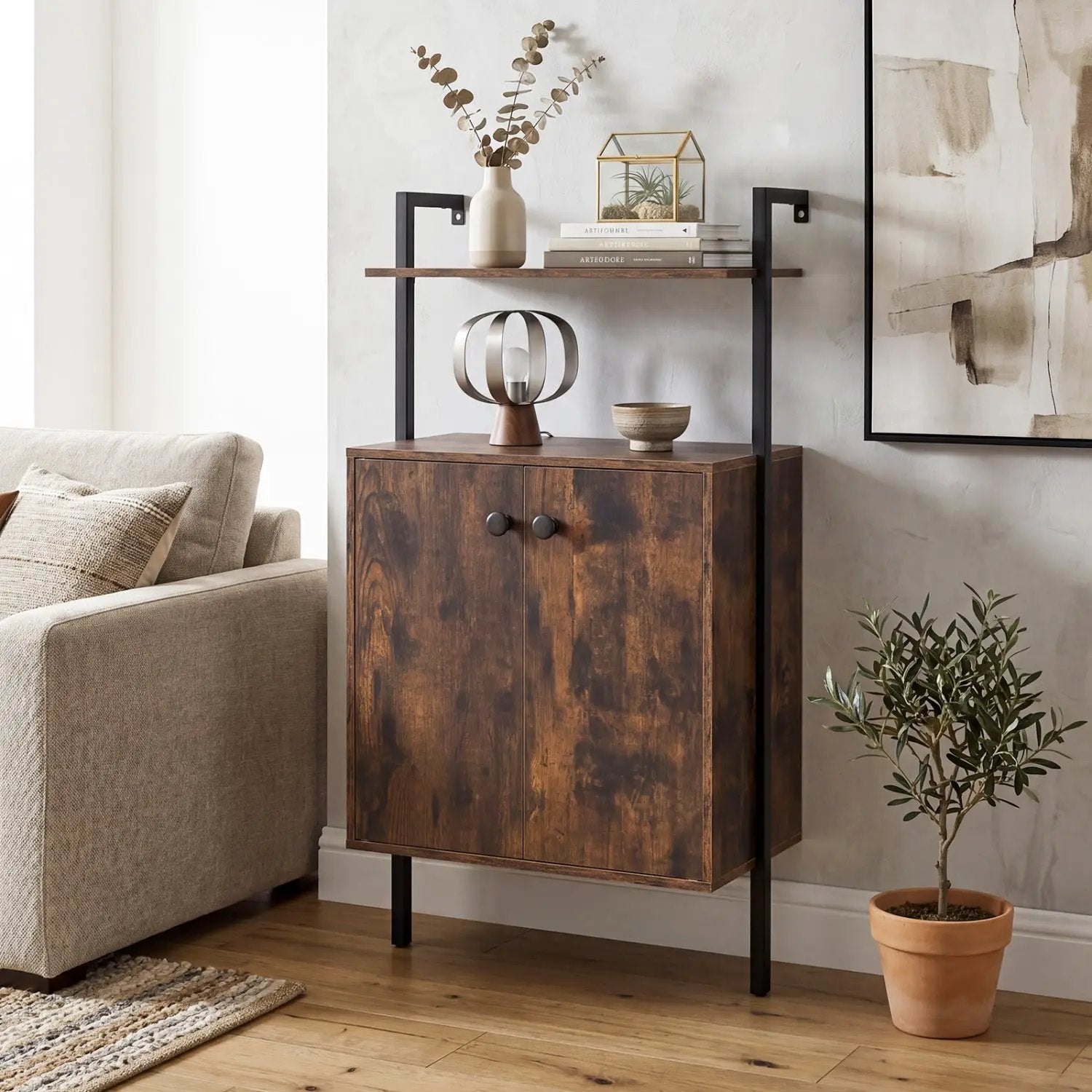 2-Door Wall Mount Bookshelf with Storage Cabinet by DirectDeals