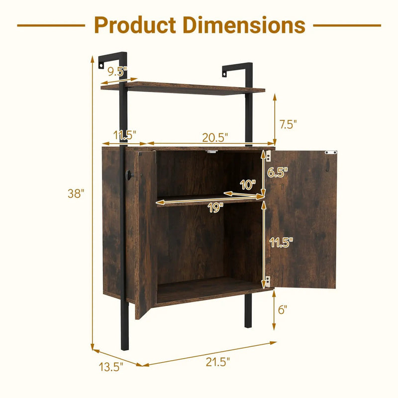 2-Door Wall Mount Bookshelf with Storage Cabinet by DirectDeals