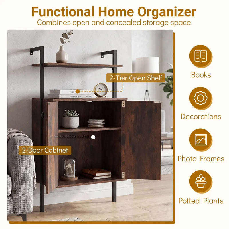 2-Door Wall Mount Bookshelf with Storage Cabinet by DirectDeals