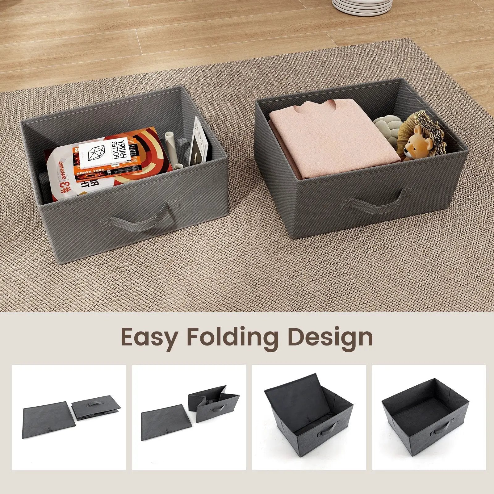 2-Drawer Nightstand with Removable Fabric Bins and Pull Handles by DirectDeals