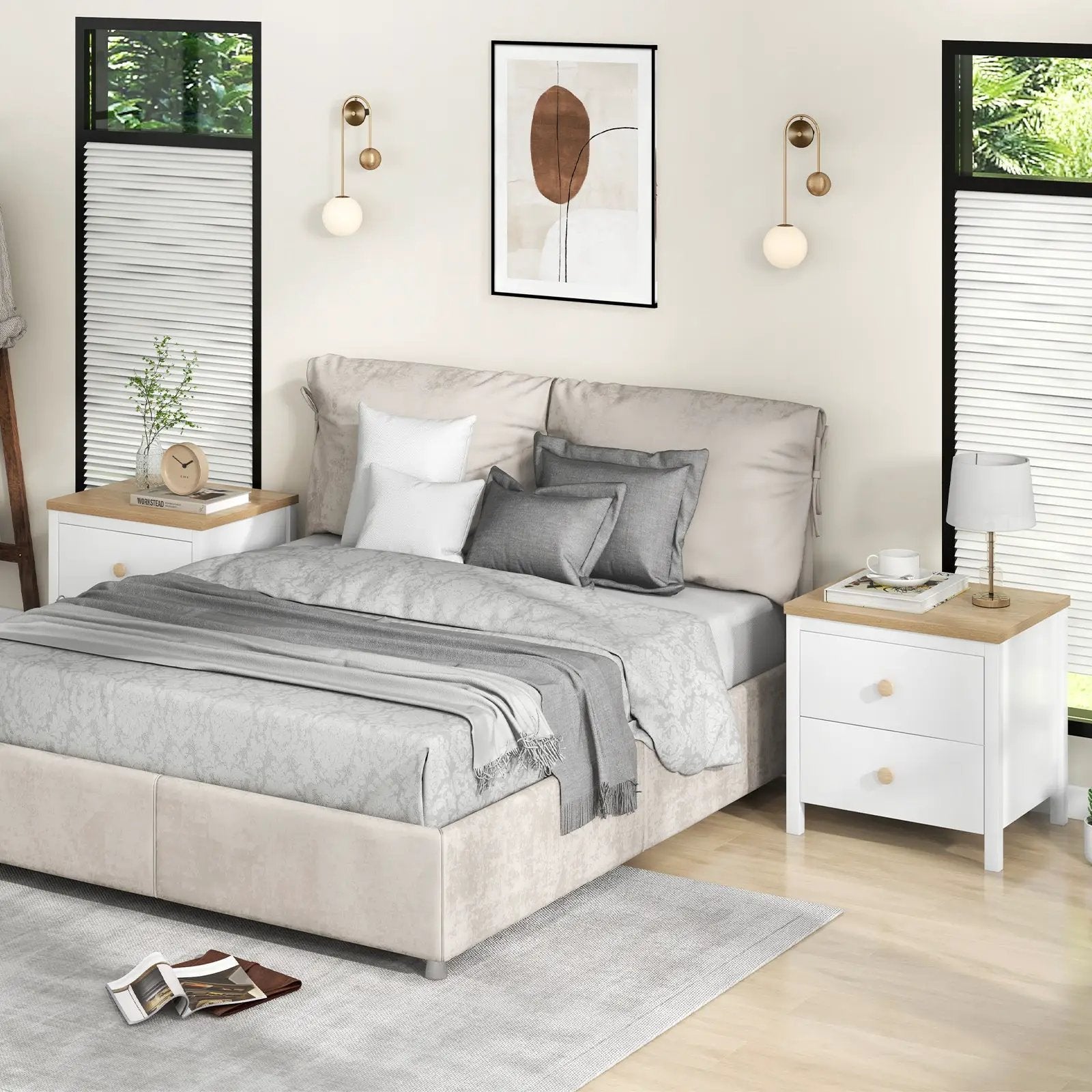 2-Drawer Nightstand with Rubber Wood Legs by DirectDeals