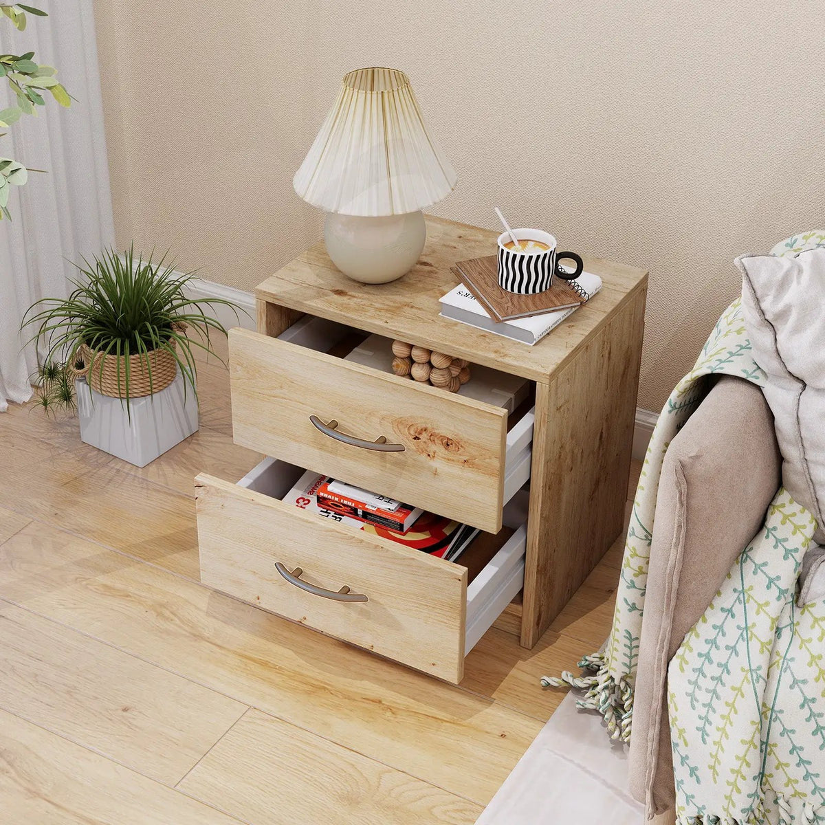 2 Drawer Nightstand with Storage for Living Room, photo 2 of 9