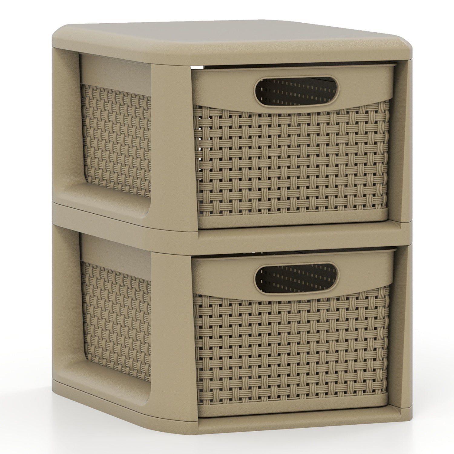 2-Drawer Storage Organizer with Wicker Patterns by DirectDeals